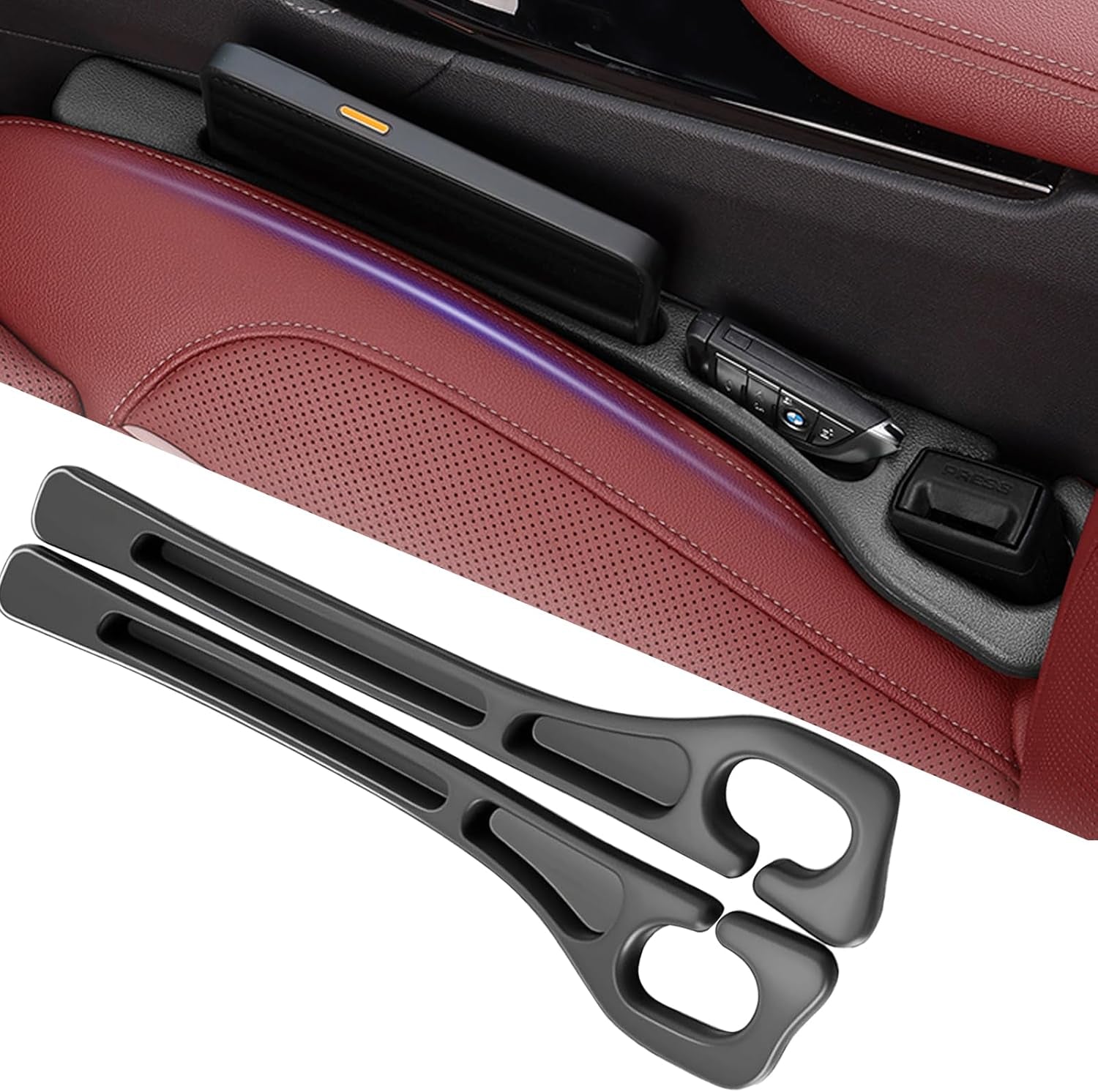 Say goodbye to lost items in your car! 🚗✨ Check out our Universal Car Seat Gap Filler Organizer - perfect for SUVs and trucks! 🖤 2-pack for extra storage and convenience! #CarAccessories #OrganizationGoals