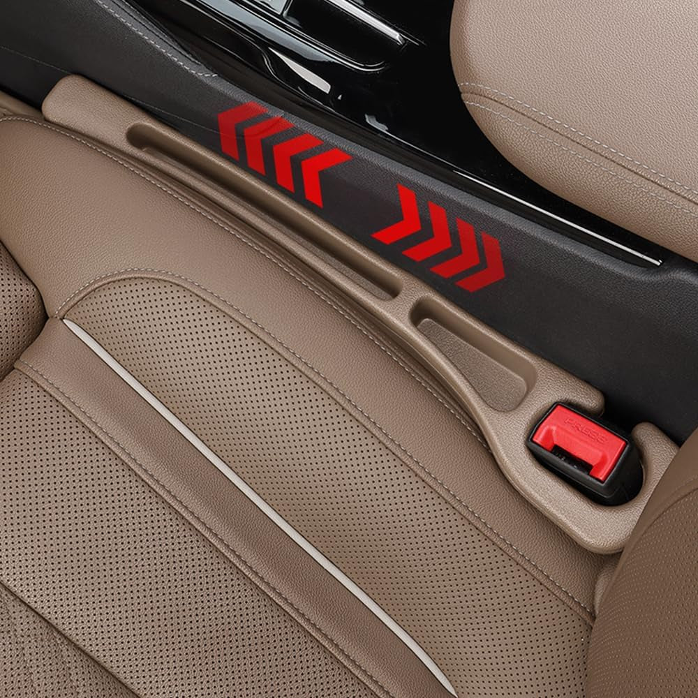 Car Seat Gap Filler Organizer Universal for Car SUV Truck Accessories Seat Gap Plug Blocker with Storage Slot Brown 2 Pack