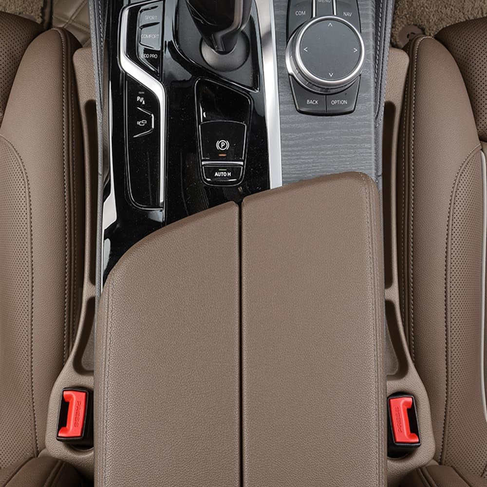 Car Seat Gap Filler Organizer Universal for Car SUV Truck Accessories Seat Gap Plug Blocker with Storage Slot Brown 2 Pack